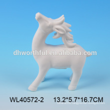 New white porcelain christmas ornament,ceramic reindeer christmas decoration